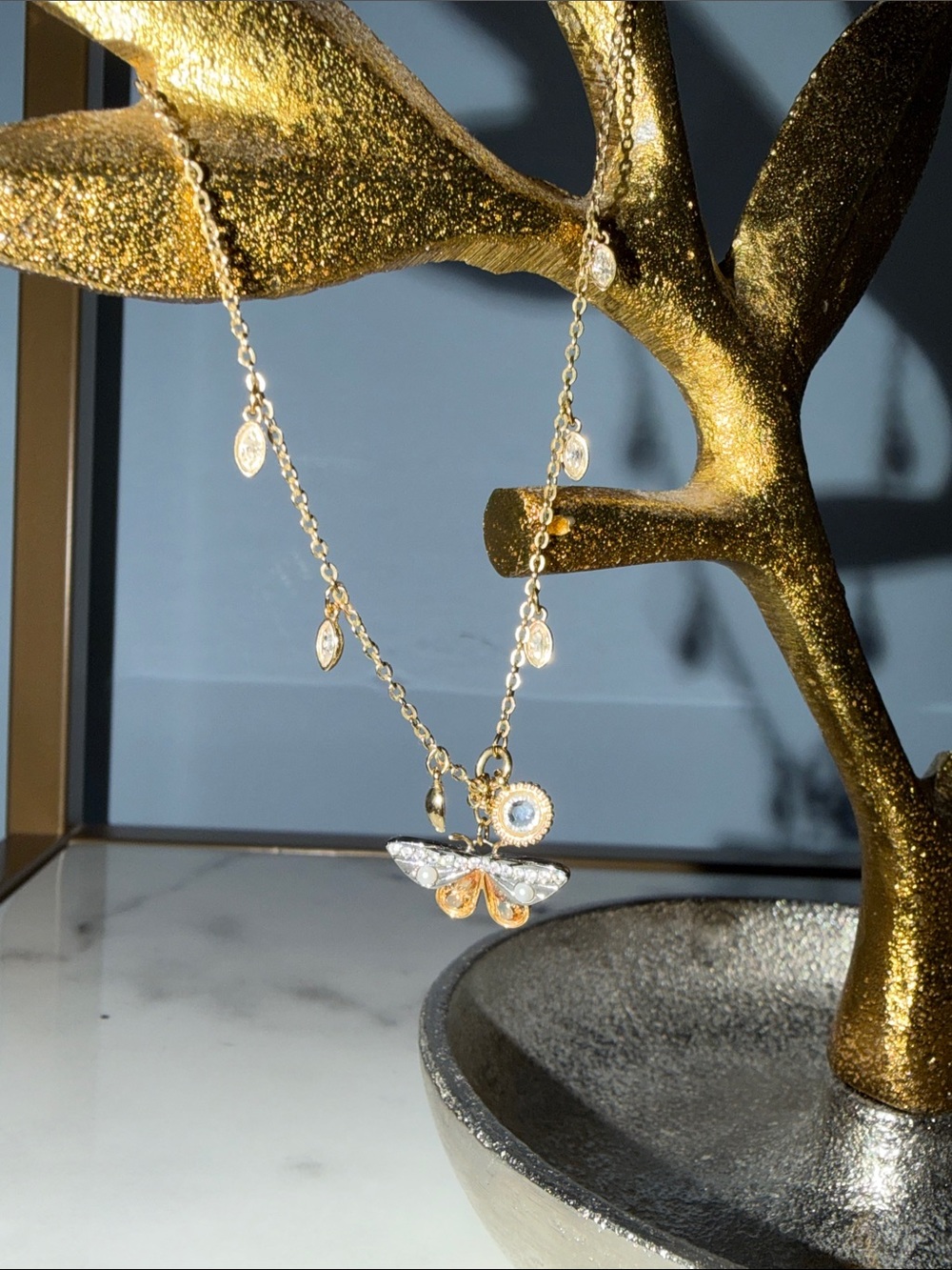 Swarovski Gold and Yellow Butterfly Pendant Necklace